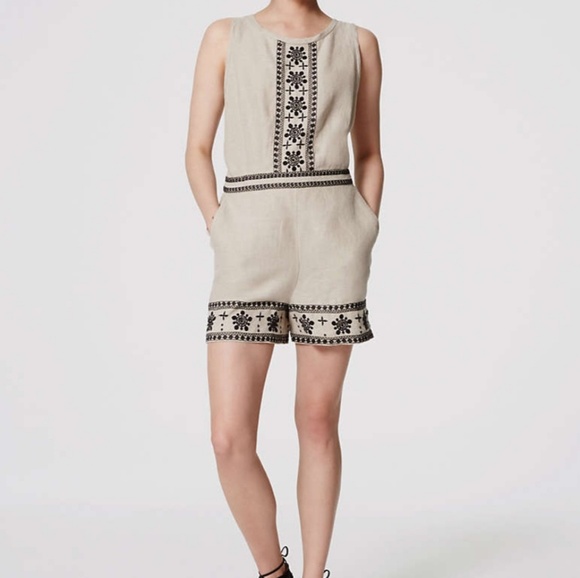 Embroidered Linen Romper Size 2 - Picture 1 of 8